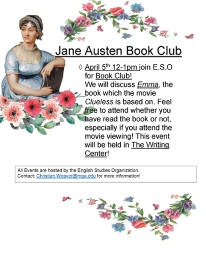 Jane Austen book club flyer.